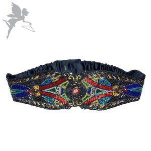 VINTAGE MILOR Art Deco Wide Stretchy Beaded Belt